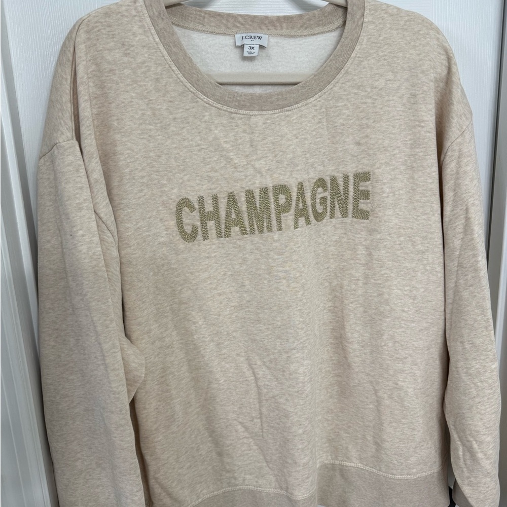 J. Crew Beige Light Fleece-Lined Champagne Sweatshirt